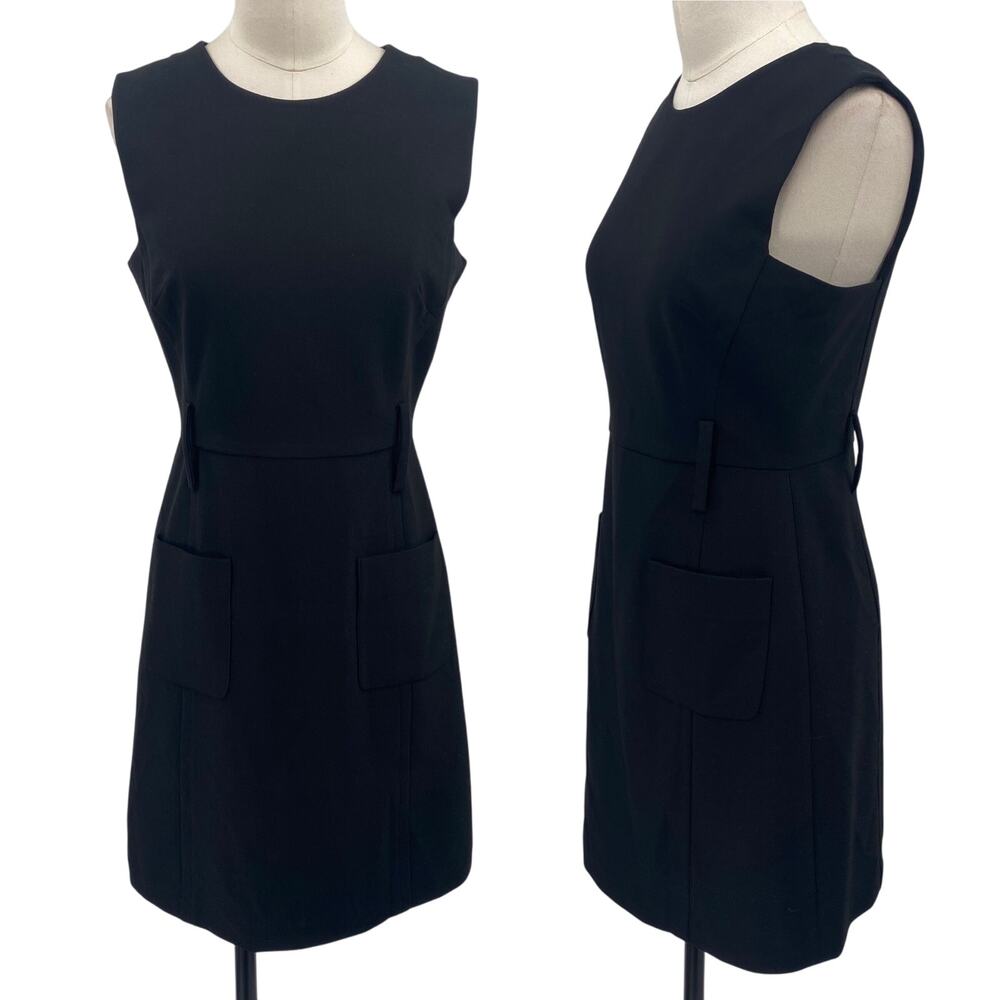 Milly Mini Dress Fit & Flare Sleeveless High Neck Ponte Knit Black Womens 4